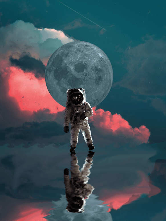 Spaceman infront of moon